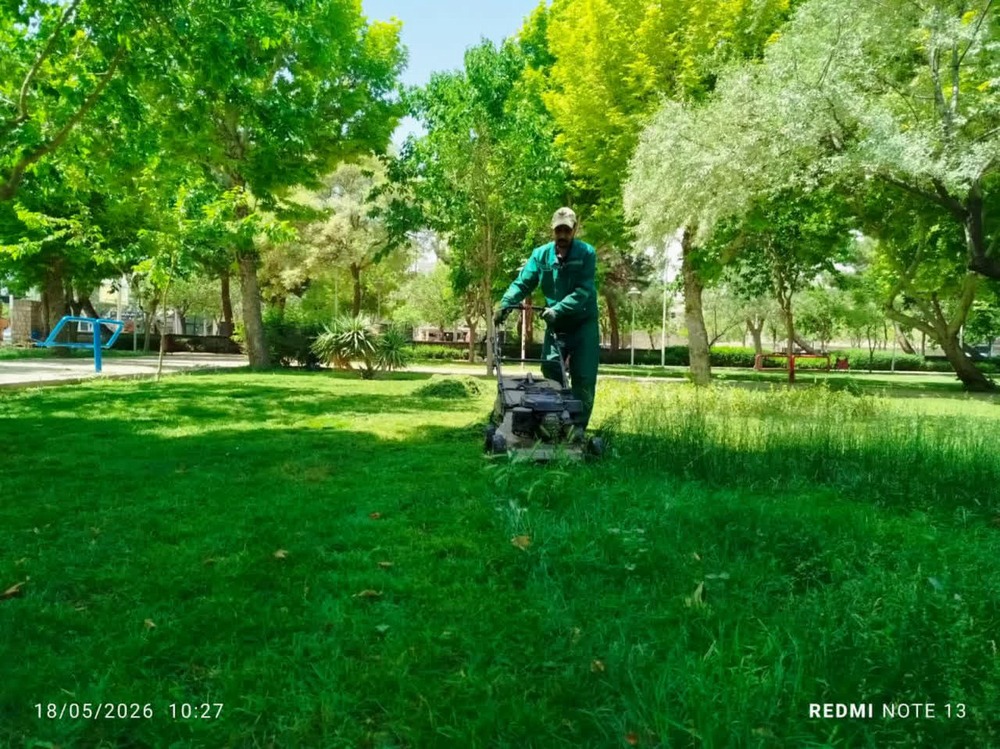 آغاز عملیات علف‌زنی در فضاهای سبز شهری بجنورد.